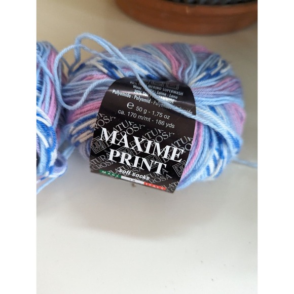 2 Skeins Filatura Di Crosa Maxime Print Yarn. Blue Pink 5117 - Picture 2 of 4